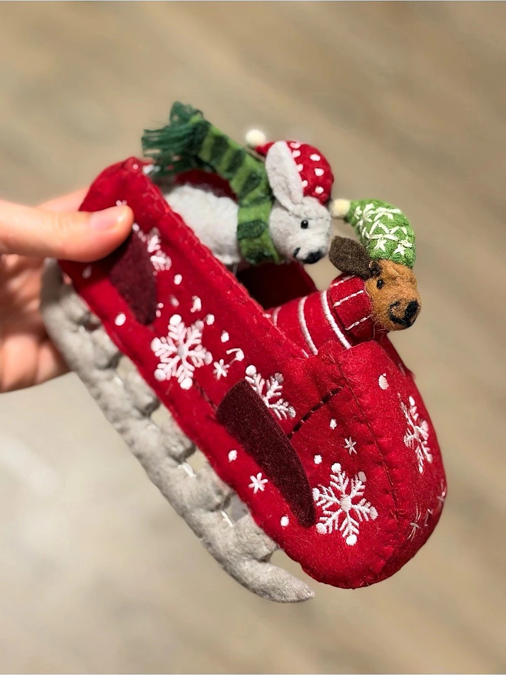 Red & Green Felt Ice Skate Christmas Ornament
